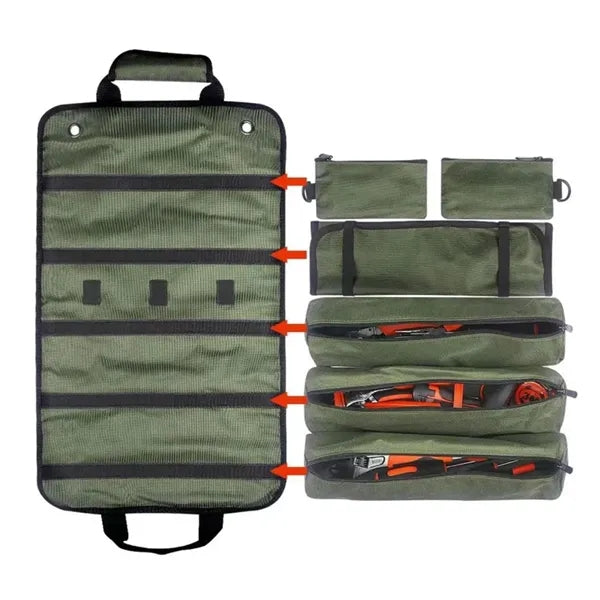 Roll Up Tool Organizer Bag with Multiple Pockets