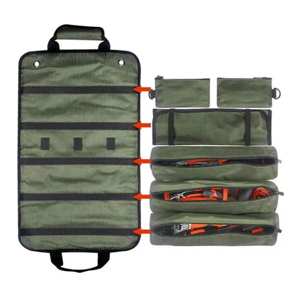 Roll Up Tool Organizer Bag with Multiple Pockets