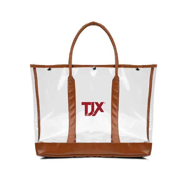 Luxe Button-Top Tote with PU Leather Trim