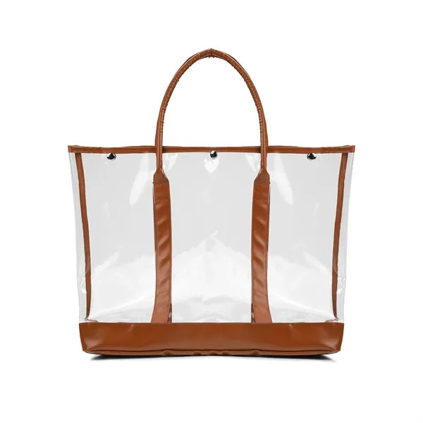 Luxe Button-Top Tote with PU Leather Trim
