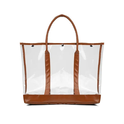 Luxe Button-Top Tote with PU Leather Trim