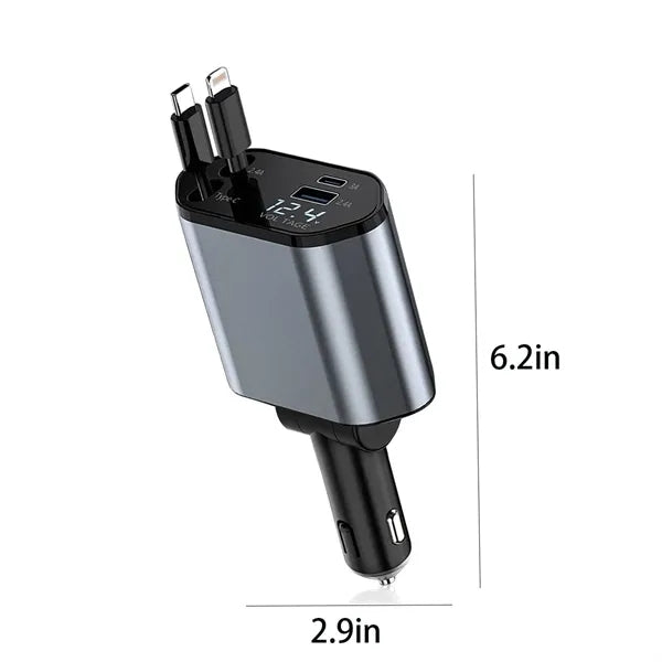 Retractable Car Charger Head For IPhone Galaxy Etc