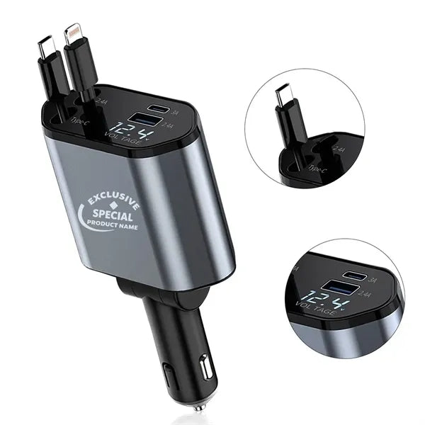 Retractable Car Charger Head For IPhone Galaxy Etc