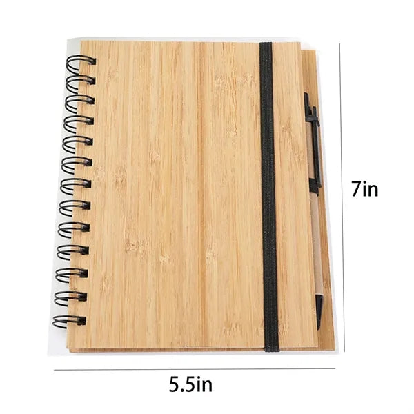 Bamboo Leather Cover Creative Stationery Coil Note Notebook