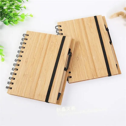 Bamboo Leather Cover Creative Stationery Coil Note Notebook