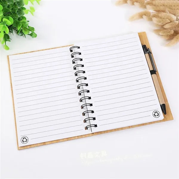 Bamboo Leather Cover Creative Stationery Coil Note Notebook