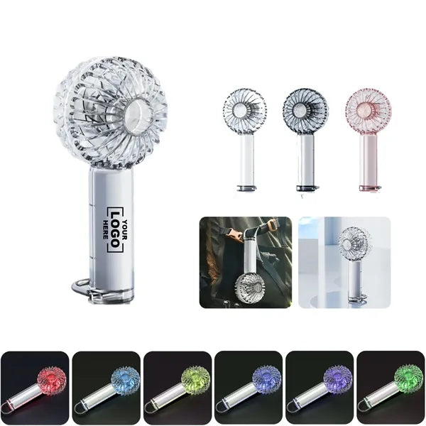 Clear Mini Usb Charging Fan With Carabiner