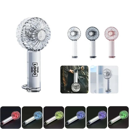 Clear Mini Usb Charging Fan With Carabiner