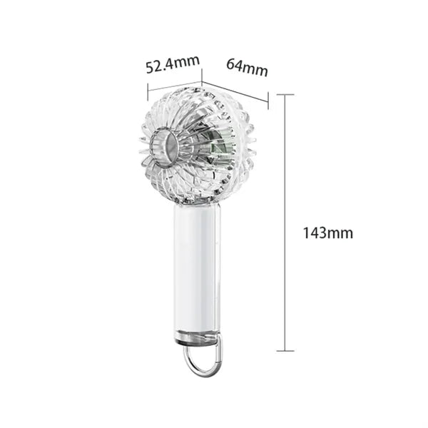 Clear Mini Usb Charging Fan With Carabiner