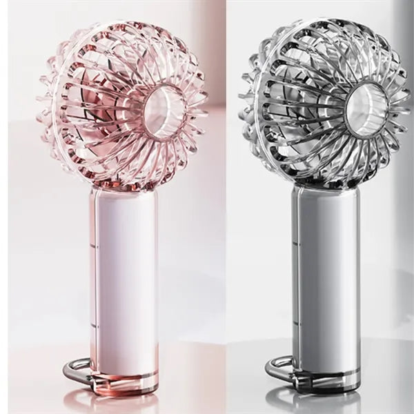 Clear Mini Usb Charging Fan With Carabiner