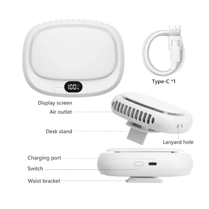 4 in 1 Portable Outdoor Necklace Waist Belt Fan