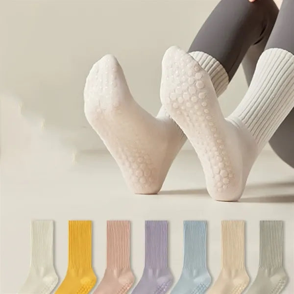 Anti Slip Mid Tube Pilates Grips Yoga Socks