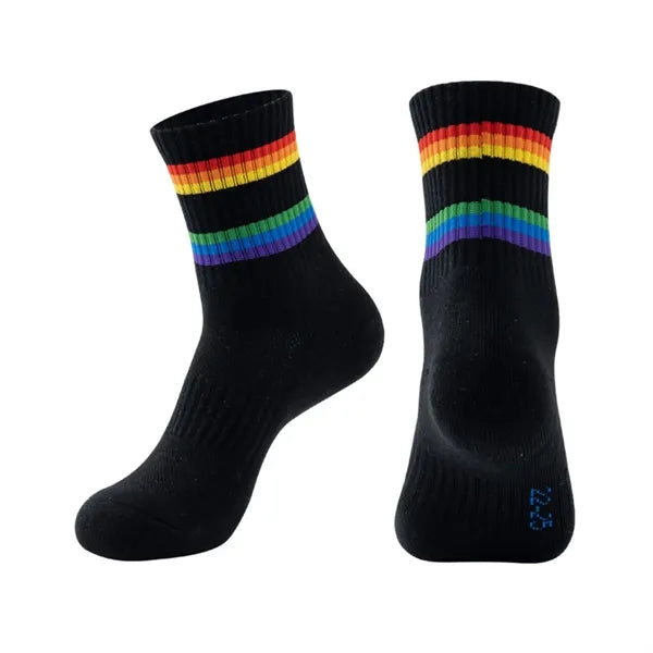 Custom Super Soft Cotton Rainbow Athletic Crew Socks