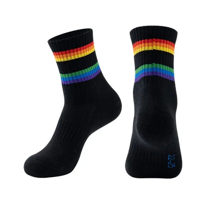 Custom Super Soft Cotton Rainbow Athletic Crew Socks
