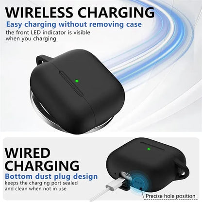 Silicone Airpods Protective Case Headset With Carabiner