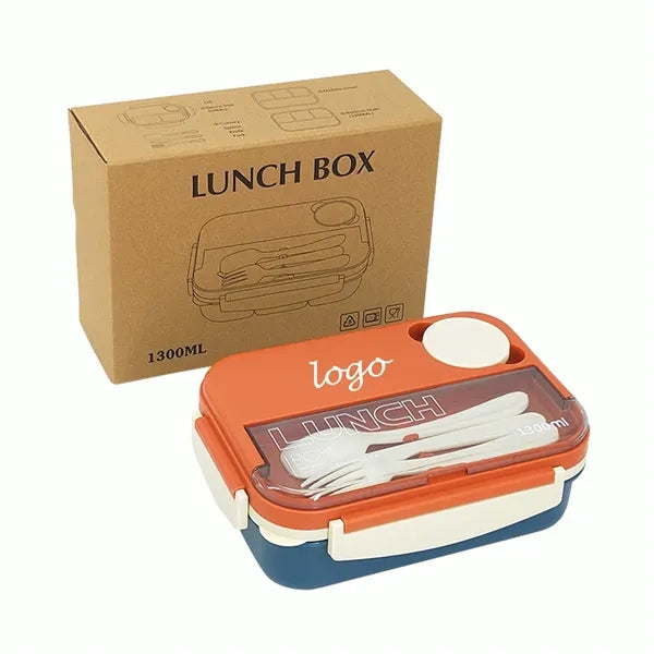 Portable Partition Lunch Box With Cutlery.