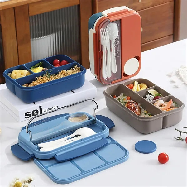 Portable Partition Lunch Box With Cutlery.
