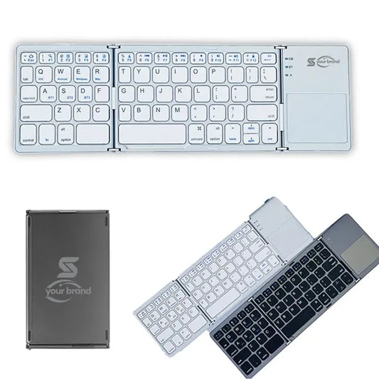 Ultra-Slim Foldable Wireless Bluetooth Keyboard w/ Touchpad