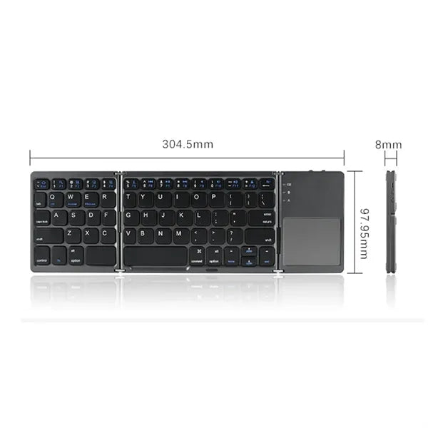 Ultra-Slim Foldable Wireless Bluetooth Keyboard w/ Touchpad