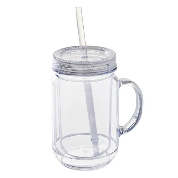 Genie 20 oz Double Wall Mason Jar Style Acrylic Mug