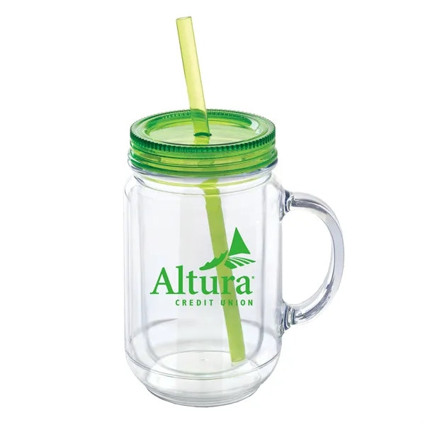 Genie 20 oz Double Wall Mason Jar Style Acrylic Mug