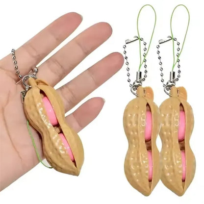 Peanut Shape Squeeze Toy with Keychain