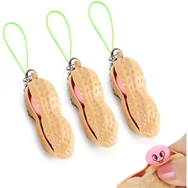 Peanut Shape Squeeze Toy with Keychain