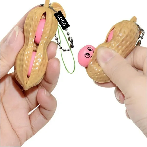 Peanut Shape Squeeze Toy with Keychain