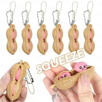 Peanut Shape Squeeze Toy with Keychain