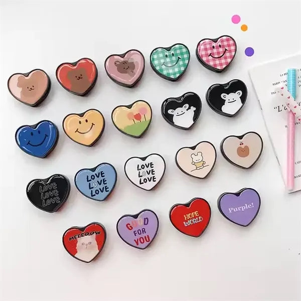 Heart Shaped Collapsible Phone Grip Holder and Stand