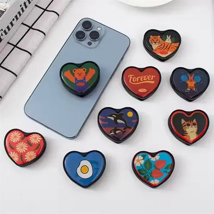 Heart Shaped Collapsible Phone Grip Holder and Stand