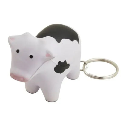 Cow-Shaped Stress Ball Keychain