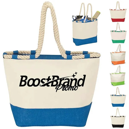 20L Durable Canvas Beach Tote Bag with Rope Handles