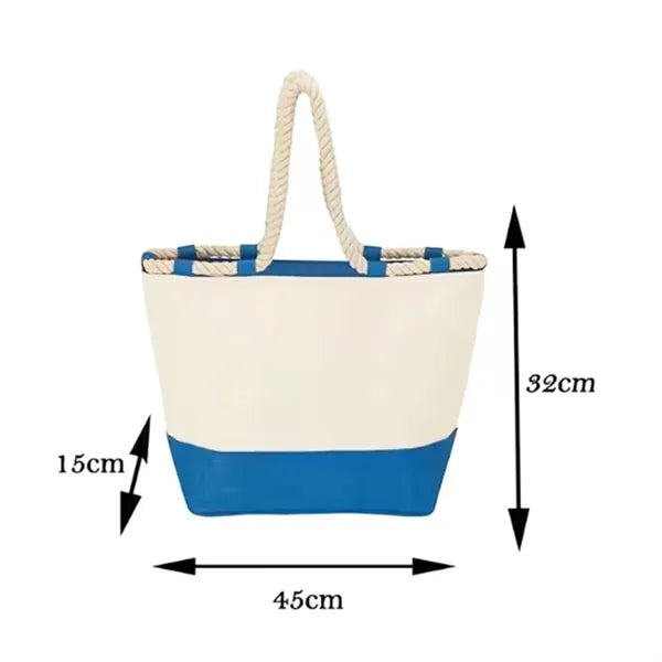 20L Durable Canvas Beach Tote Bag with Rope Handles