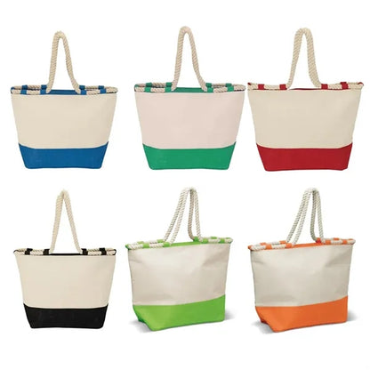 20L Durable Canvas Beach Tote Bag with Rope Handles