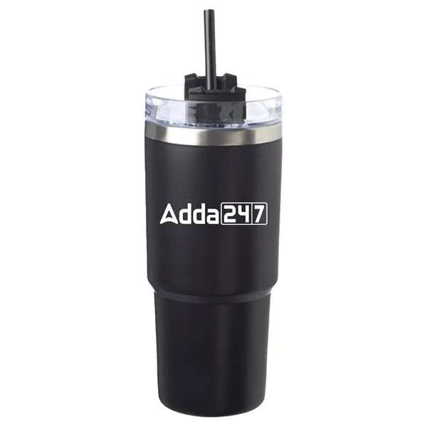 23 oz Matte Finish Travel Mugs with Straw