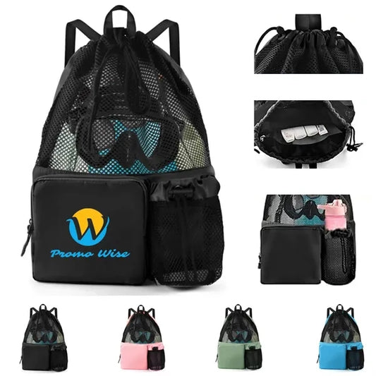 Large Capacity Waterproof Drawstring Bag Transparent Mesh