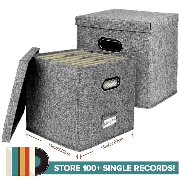 Vinyl Record Storage Box with Lid