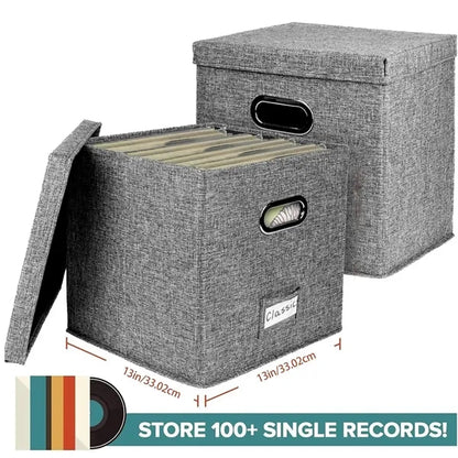Vinyl Record Storage Box with Lid