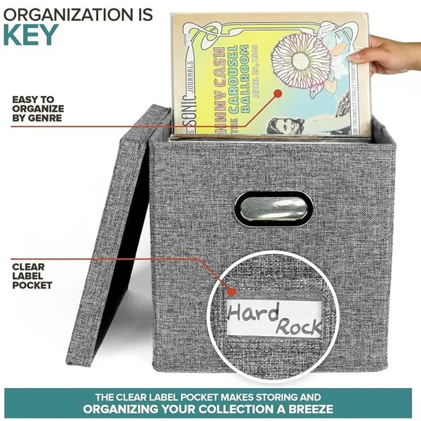 Vinyl Record Storage Box with Lid
