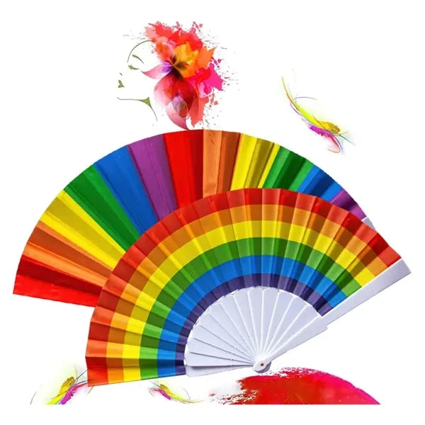 Rainbow Hand Folding Fans