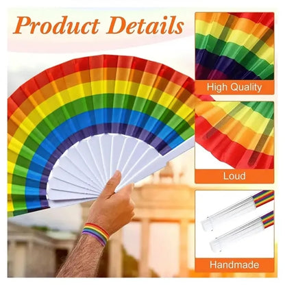 Rainbow Hand Folding Fans
