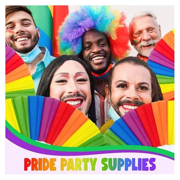 Rainbow Hand Folding Fans