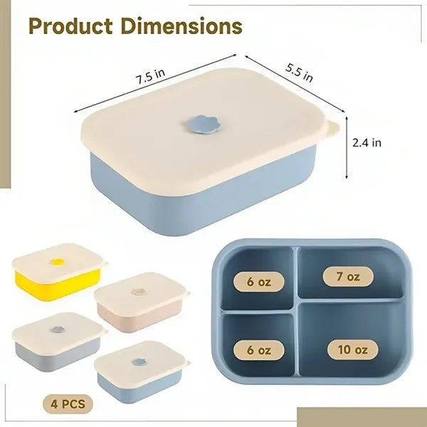 Homaisson 4 PCS Silicone Bento Boxes