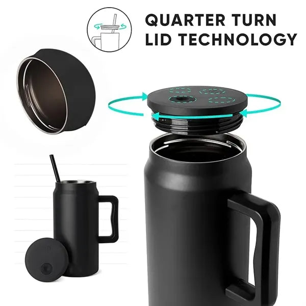 50 oz Stainless Steel Travel Tumbler with Handle and Straw