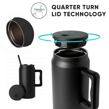 50 oz Stainless Steel Travel Tumbler with Handle and Straw