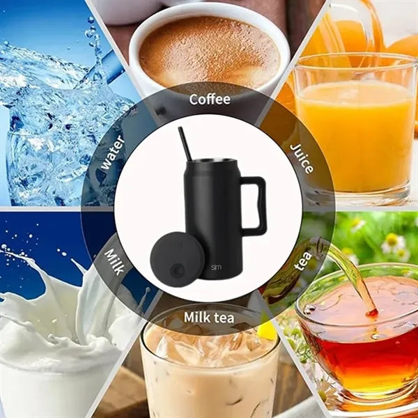 50 oz Stainless Steel Travel Tumbler with Handle and Straw