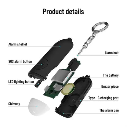 Emergency Alarm Keychain With Led