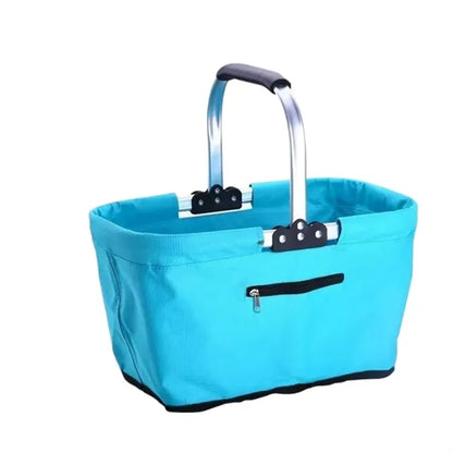 Foldable Aluminum Handle Oxford Shopping Basket