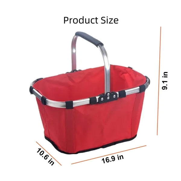 Foldable Aluminum Handle Oxford Shopping Basket